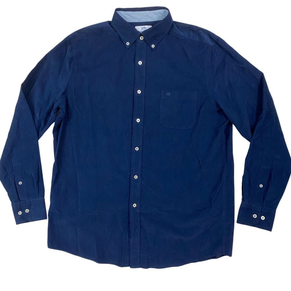 Southern Tide logo corduroy button front shirt Men's L
